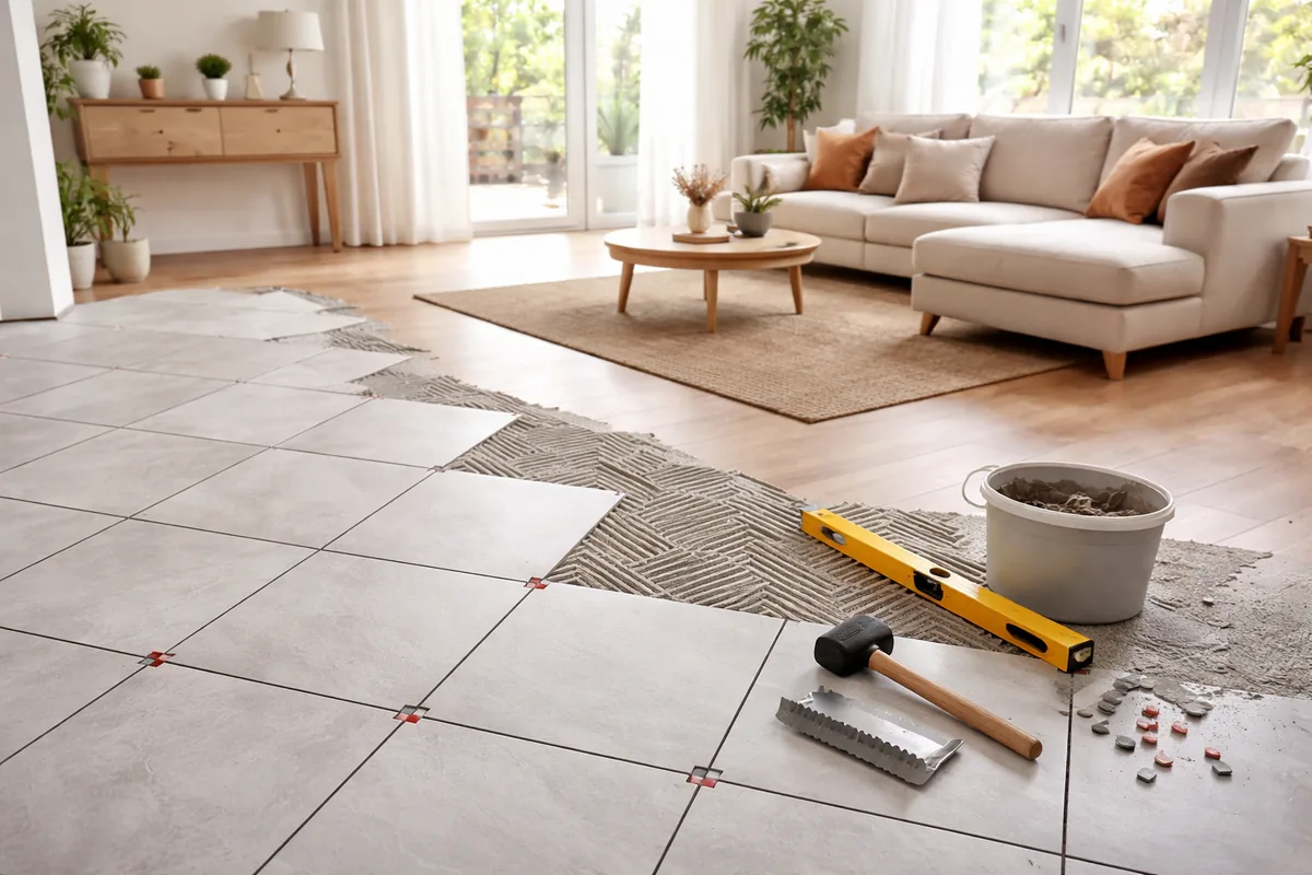 Comment poser du carrelage en diagonale dans votre salon